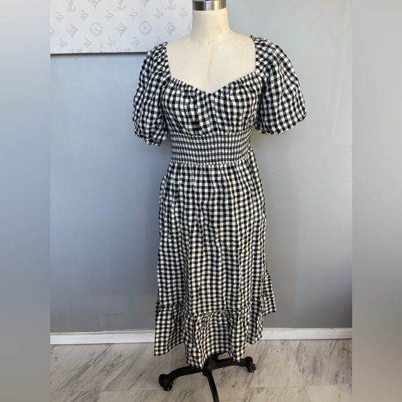 J.Crew Midi dress with black and white flannel pattern XS with tags - Picture 2 of 6